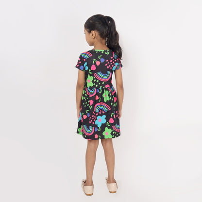 Junibear Printed Dress-Black