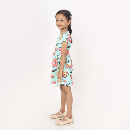 Junibear Printed Dress-Sky Blue