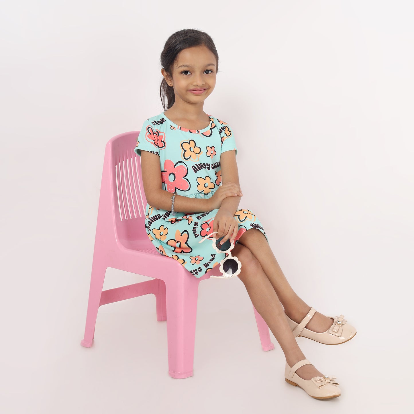 Junibear Printed Dress-Sky Blue