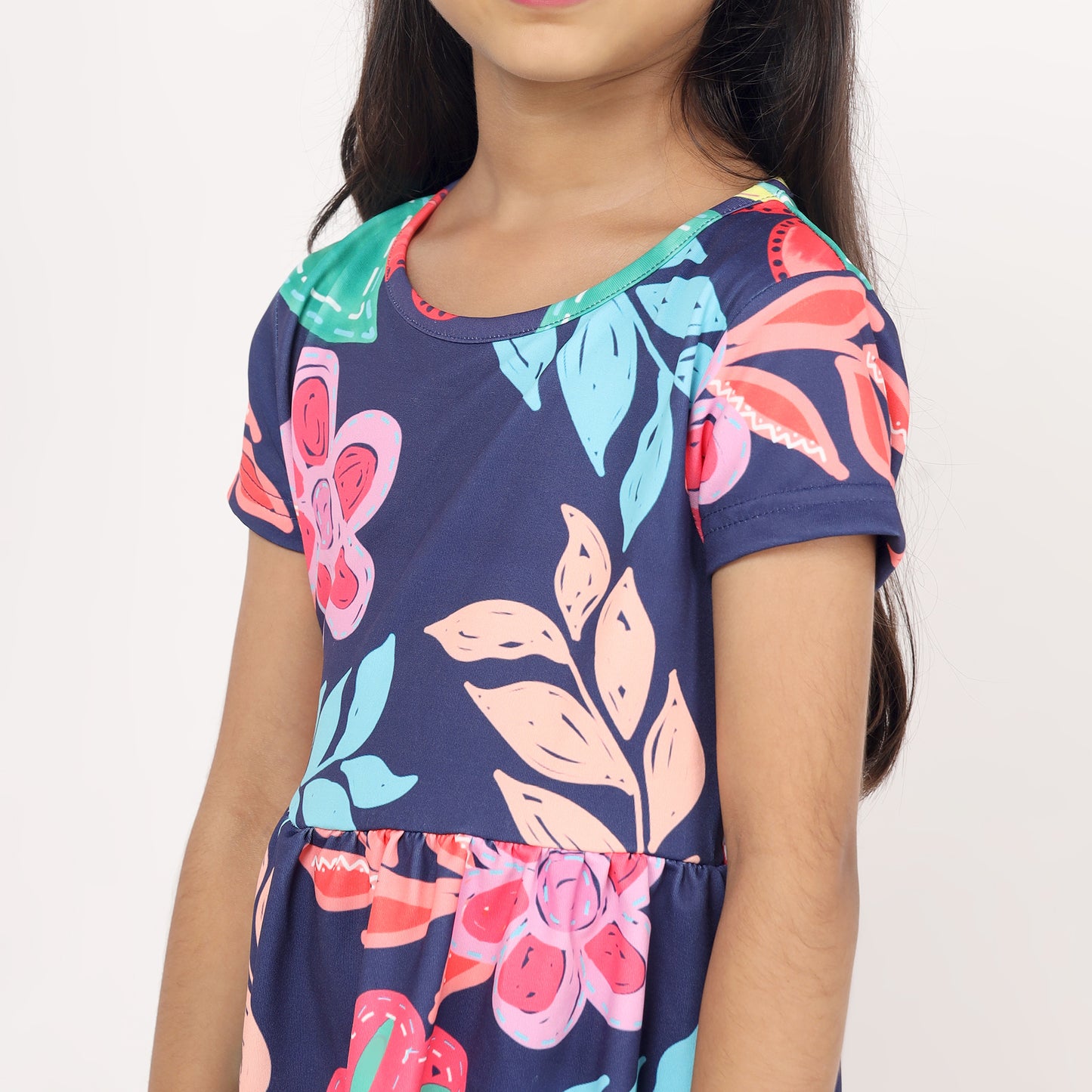 Junibear Printed Dress-Navy Blue